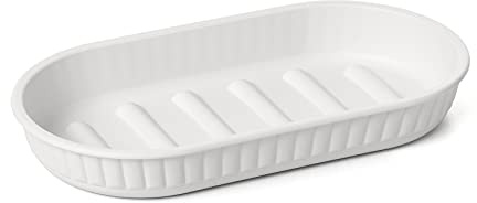 Tatay Jabonera de Baño Baobab, de Plástico, Libre de BPA, Blanco Pergamon, Medidas 15 x 8,2 x 2,1 cm