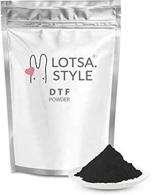 Lotsa Style Prétraitement adhésif thermofusible à transfert numérique en poudre DTF pour film direct pour impression directe pour t-shirt (8,8 oz/250 g, noir)
