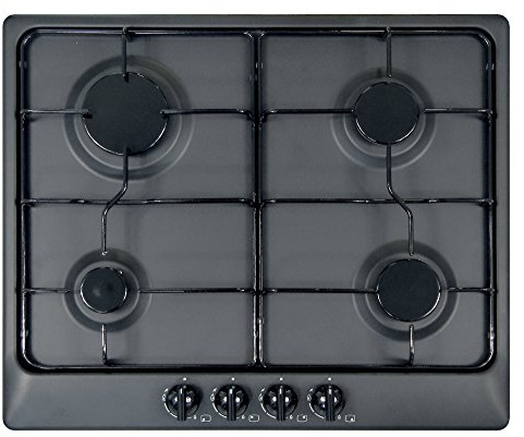 Plados Placa de cocción STAR60 de gas empotrable, 4 fuegos, 60 cm, color negro mate