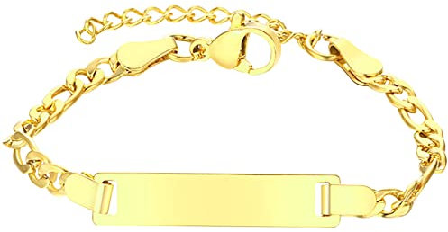 JewelryWe Schmuck Kinder Baby Armband Edelstahl Figarokette Hochglanz Poliert Kinderarmband Armkette für Junge Mädchen Gold