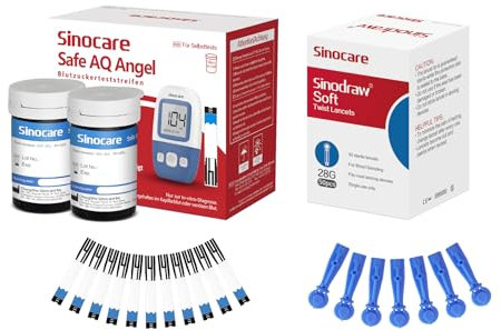sinocare Blutzuckerteststreifen Set, Teststreifen Blutzucker 50, Safe AQ Angel Blood Sugar Test Strip zur Blutzucker-Kontrolle Blutzucker Messen