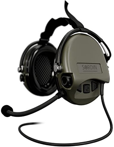 Sordin MIL CC Kapsel-Gehörschützer - 76332-06-S - Militär-Gehörschutz mit Funk-Anschluss, Mikrofon & Neckband - Oliv