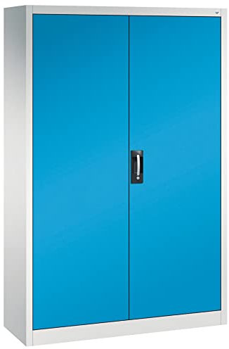 DENIOS C+P Flügeltürenschrank Acurado, 1200 x 400 x 1950 mm, lichtgrau/enzianblau