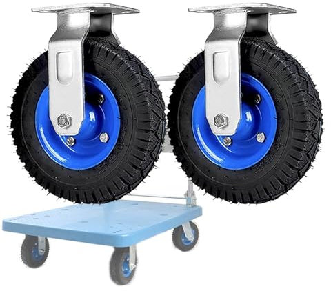WORDFUN Replacement Foot Wheel for Hand Trucks and Wheelbarrows, Swivel Caster, Fixed Caster, 2pcs, With Brakes Heavy Duty Caster, 6 Inch 8 Inch 10 Inch, Rubber Caster