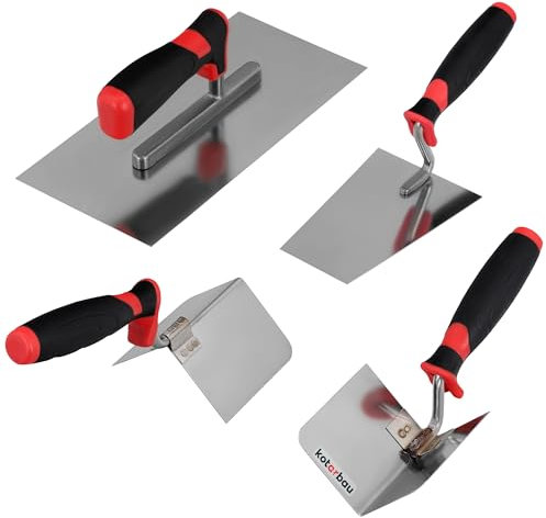 KOTARBAU® Maurerkellen Set + Eckkelle Edelstahl Kellen Set 4-teilig Maurerkelle Eckspachtel Maurer Kelle Stuckateur Maurer Werkzeug Set Verputzer Werkzeug Glättekelle Spachtelkelle