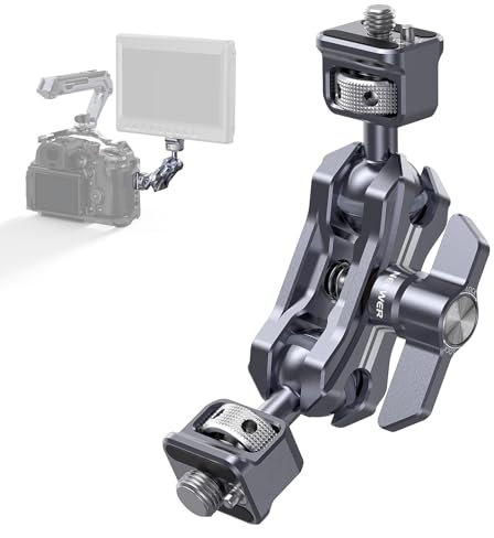 NEEWER Brazo Mágico Ligero, Brazo Articulado Fricción con Tornillos 1/4& 3/8, Pin Localizar Antigiro Retráctil y Cabeza Esférica 360° para Monitor Campo Cámara, Compatible con SmallRig Jaula, UA071