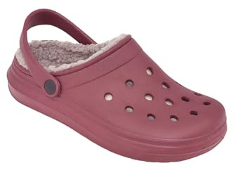 Chums Ladies Wide Fit Fleece Lined Clog Cosy Indoor & Outdoor Slip-On Lightweight Clogs Burgundy 5
