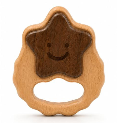 Wooden Baby Rattle 0-12 Months – Natural Montessori Baby Rattle for Babies, Lightweight Beechwood Rattle with Calm Sound – Safety Tested Newborn & Christening Gift | Natural Wood Rattle for Baby | Rattles for Babies 6-12 Months | Montessori Newborn Rattle | Organic Baby Rattle