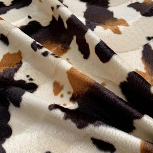 EU Fabrics Faux Fur Pony Skin Fabric | Animal Print Velboa Fabric for Blankets | Soft Short Pile Furry Material for Costumes (Brown Cow, 1 Metre x 147cm)