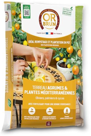 Or Brun Terreau Agrumes & Plantes Méditerranéennes - Oliviers Palmiers & Cycas - Utilisable en Agriculture Biologique OBRTAGR6U