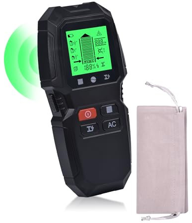 Detector, Sensor Electrónico 5 En 1, Escáner De Pared, Detector De Tubería Metálica – Con Pantalla LCD Y Alarma, Para Detectar Madera, Metales, Cables Eléctricos Y Objetos Magnéticos O No Magnéticos