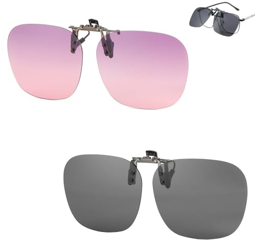 Trsnzul 2 Pezzi Occhiali da Sole a Clip, Occhiali da Sole a Clip per le Donne, Occhiali da sole a Clip, Occhiali Clip on per Gli Uomini, per Ciclismo, Guida, in Viaggio