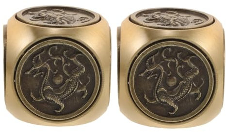 VALICLUD 2pcs Unique Brass Handball Spinner Cool Metal Dice for Office Desk Party Game Rotate Exercise Hand Toy