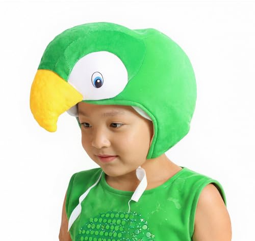 YJZQ - Gorro de dibujo de loro, gorro de peluche, invierno, sombrero de fiesta, diseño de loro, sombrero de disfraz animal Chapka disfrazado para Halloween Navidad, rendimiento teatro S para niños