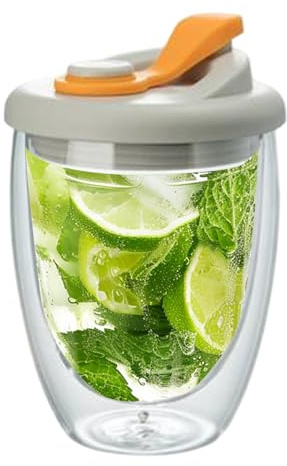 Generico Termica – 6 Pollici Bicchiere Caffè | Isolante Design – Trasparente con Coperchio Isotermico per Bevande Calde e Fredde Ideale per Caffè Tè Succo Latte e Dessert