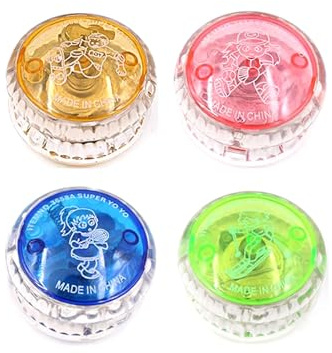 4 Pcs Light Up Yo Yo Balls, Flashing Responsive Yoyo Toys for Kids, Colorful LED Light Up Yoyo, Perfect for Beginners, Party Favors, and Fun Trick Play for Kids