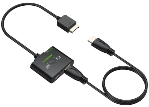 LiNKFOR PS2 till HDMI-adapter 1080P omvandlare med RGB/YPbPr 4:3/16:9-förhållande, kompatibelt med alla PS2-modeller