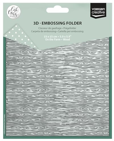 Vaessen Creative Cartella per Embossing 3D Sfondo Legno 15 x 15 cm – Cartelle per Goffratura per DIY, Biglietti Fatti a Mano, Journaling e Scrapbooking