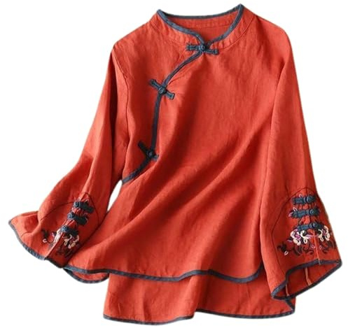 Générique Chemise Traditionnelle Chinoise Vintage à Manches Longues pour Femme Hanfu Tang Costume brodé Vêtements Zen