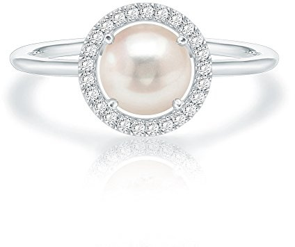PAVOI 14K White Gold Plated Crystal Birthstone Rings | White Gold Rings for Women | north star Ring