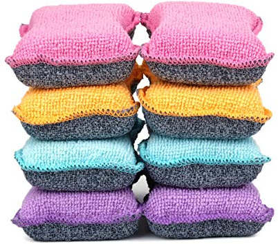 UPSTAR Dish Sponges Kitchen, Microfiber Cleaning Scrubber for Dishwashing, Sink, Basin and Multi-Pupose, Non-Scratch, Size.S Pack of 8