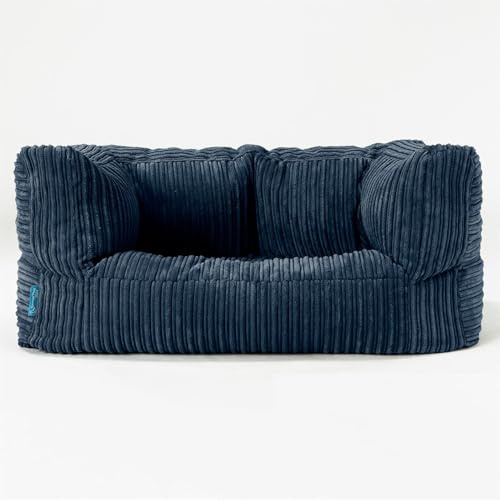 Lounge Pug Canapé Pouf pour Enfant en Velours Côtelé - Canapé Confortable pour Filles et Garçons - Bleu Marine