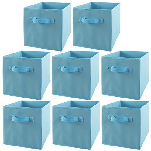 LONENESSL Faltbare Aufbewahrungsboxen mit Griff, 8 Stück Stoff Faltbare Aufbewahrungswürfel 27 x 27 x 28 cm, Offene Aufbewahrungskörbe Quadratische Organizerboxen für Spielzeug Kleidung und Bücher