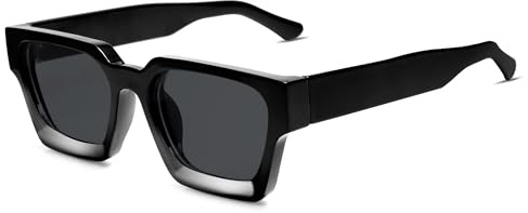 VANLINKER Dark Black Thick Square Sunglasses for Men Women Trendy Retro Chunky Rectangle Shades Designer Sun Glasses VL9731