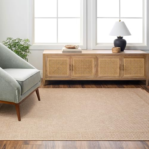 Livabliss Albany wetterfest Outdoor Design 160x213 cm – Ideal für Balkon, Terrasse, Garten & Küche – Robuste Outdoor-Teppich Dekoration im modernen Boho Stil für draußen – Beige