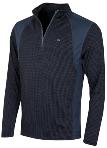 Calvin Klein Golf Hommes Micro Grille Half Baselayer Zip - Marine/Slate - XXL