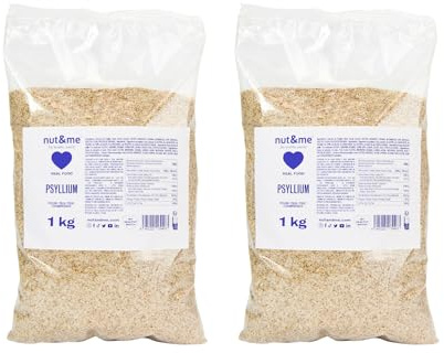 Psyllium husk 2 kg nut&me | Keto | Sans additifs | Riche en protéines| Sans OGM | Vegan | Pack 2 x 1 kg