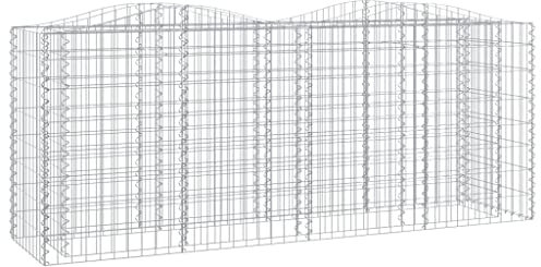 Makastle Parterre surélevé en Gabion arqué, jardinière en Cage à Pierre, Lit Surélevé à Gabion, Parterre de Fleurs Jardin Terrasse Extérieur Jardinière, Panier à Pierres, 200x50x100 cm Fer galvanisé