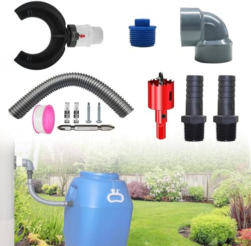 Regentonnen-Verbindungs Set,70-110mm Fallrohr Regensammler Speedy,Regenwassersammler Für Dächer bis 80 m², Mit Sicherungsmuttern, Regentonnen-Anschlusssatz, Regentonnenanschluss Schwarz