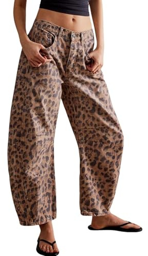 loveimgs Women's Womens Mid Rise Barrel Jeans Casual