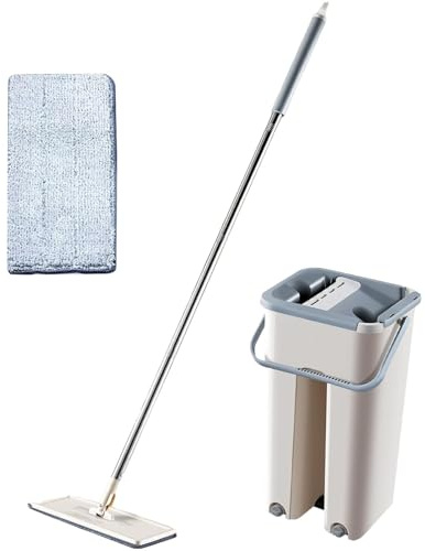 Platt mopp, Platt golvmopp | Platt mopp med vridare - Torr och våt användningsmopp och hink med vridningssats för hemmet, plattmopp och hinksystem