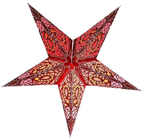 YEPSIO Paralume a forma di stella di carta, paralumi a stella grande da 60 cm, decorazioni da appendere per Natale, matrimonio, decorazioni per la casa, compleanno, festa (colore: marrone glitterato