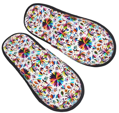 Zapatillas para mujer y hombre, zapatillas cálidas y esponjosas para mujer, zapatos de casa, zapatillas de dormitorio, zapatillas mexicanas de estilo brillante, zapatillas esponjosas para, negro y