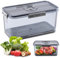 Bread Sealed Box with Instant Record Bread Storage Box, Food Grade Plastic Bread Storage Container with Lid, for Kitchen Bread/Toast/Fruit Storage Container, Large Size 32.5*17.5*15.5cm (Grey)