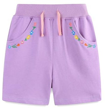 TCWWBB Boys Girls Summer Cotton Shorts with Pocket Kids Dinosaur Digger Unicorn Print Toddler Pull-On Casual Active Jogger Sport Pants Age 1-7 Years Old