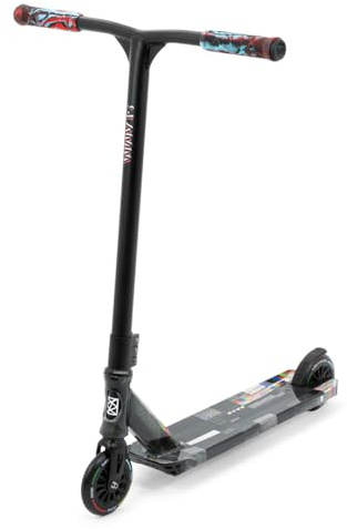 Slamm Mischief Glitch Wrap Stunt Scooter | Full Deck Hydro Wrap Graphic, 4.5 x 19.5 Alloy Deck, 20.5 x 22.5 Bar, 110mm Nylon Core Wheels, Beginner Intermediate Trick Scooter