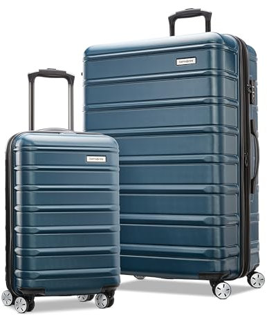 Samsonite Omni 2 Hardside 2 Piece Set - Includes Global Carry-On & Large Checked Suitcases - 360° Dual Spinner Wheels - Integrated TSA Lock & Expansion - Amazon Exclusive - Nova Teal