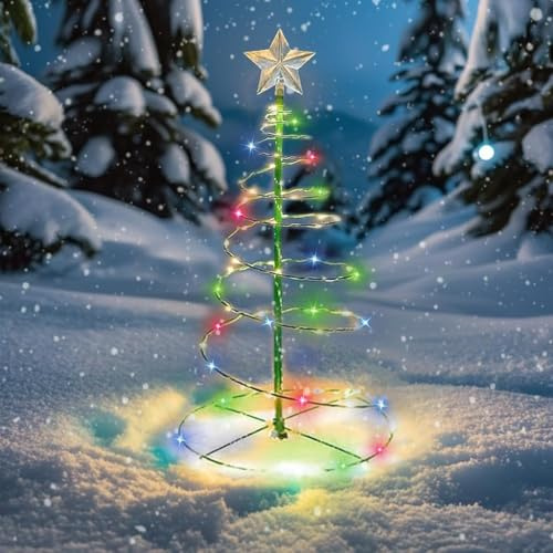 Decorazioni LED Con Pannello Solare, Luci Natalizie da Esterno Energia Solare, D, Lampade da Giardino, Catena Luminosa per Albero di Natale (Colore)
