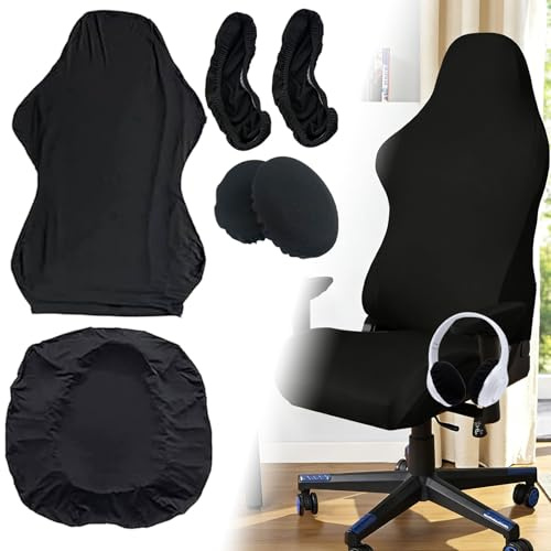 6 Pcs Funda Silla Gaming Elástica Protectora Sillas Oficina Juego Ajustable Funda Gaming Tacto Suave Antideslizante Antirasguños Lavable Renovación Sillas Gamer Escritorio Seda de Leche Transpirable