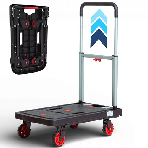 Pallit Transportwagen klappbar 137 kg Tragkraft Teleskop-Griff Ladefläche 68x40 cm Carry-ALU Lagerwagen Plattformwagen - Keine Montage notwendig