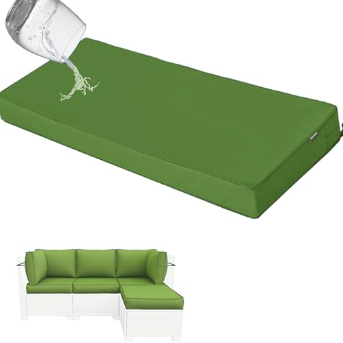 Outdoor Waterproof Bench Cushion for 2-3 Seats Removable Garden Furniture Pad Padded Beer Bench Cover Swing Cushion Green (120 x 40 x 5 cm)