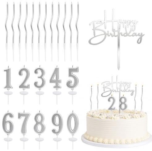 22 Candele Numeriche Oro con Topper Acrilico Happy Birthday