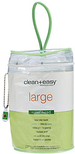 Clean + Easy Large Wax Roller Heads – Roll On Wax Refill Applicators for Waxing Cartridge, Hair Removal for Legs & Body, 24 Pack