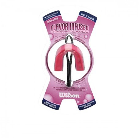 Wilson Bubblegum Geschmack Kinder Profi Mundschutz Gel mit oder ohne Strap X-Series + Dose/Box Kids Junior Aroma Kaugummi SCHWARZ PINK ROSA Zahnschutz Sport dreischichtig