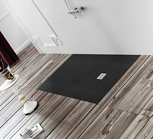 Ducha a ras de suelo 100 x 80 fundición de minerales, ducha a ras de suelo 80 x 100 - incluye barra de rieles