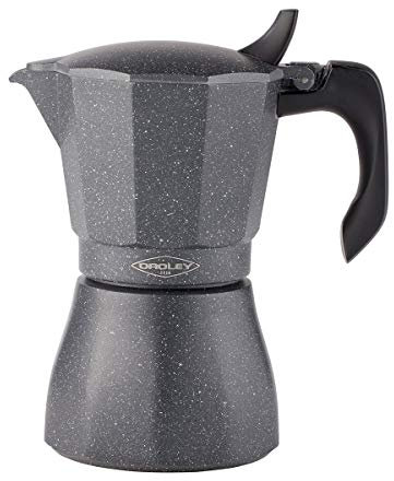 Oroley - Italienische Kaffeemaschine Petra | Edelstahlboden | 6 Tassen | Induktion, Glaskeramik, Feuer und Gas | Traditioneller Stil
